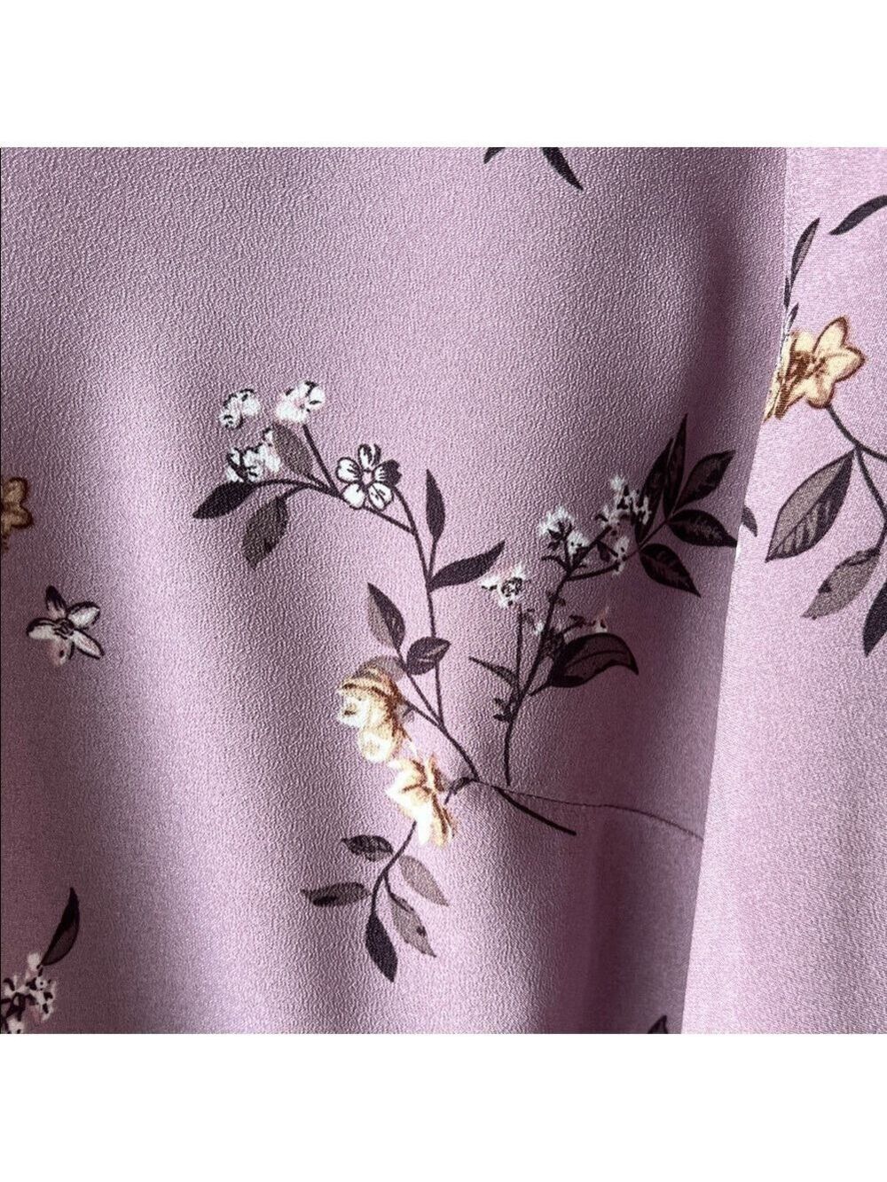 Hilary Radley Mauve Floral Long Sleeve Blouse Top - Picture 4 of 10